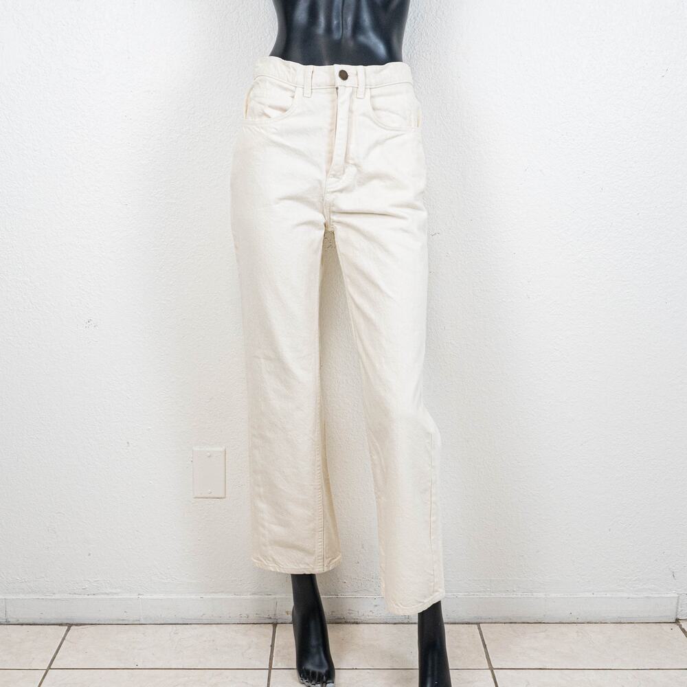 Apiece Apart 5-Pocket High Rise Straight leg Jeans Ecru Beige size 26w